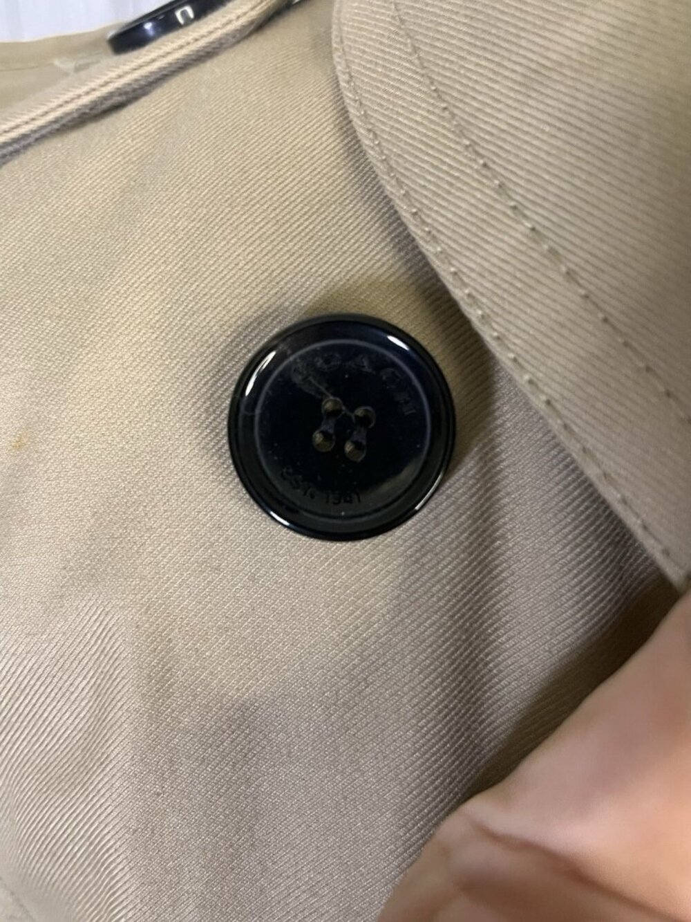 Coach Women's Medium Double Breasted Classic Khaki Trench Coat Belted Button Up - Picture 7 of 14